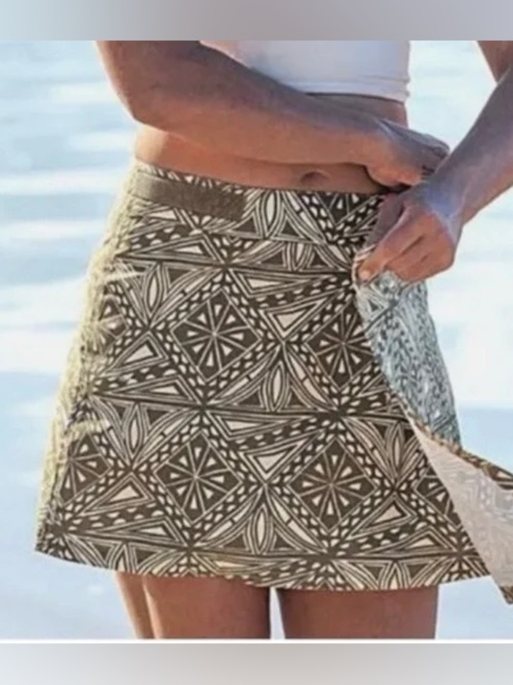 RipSkirt Hawaii Vintage Tribal Wrap Mini Green Yellow Beach Cover Up Skirt